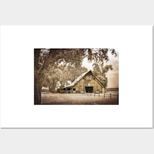 Old Barn Vintage Style sepia textured photograph Posters and Art